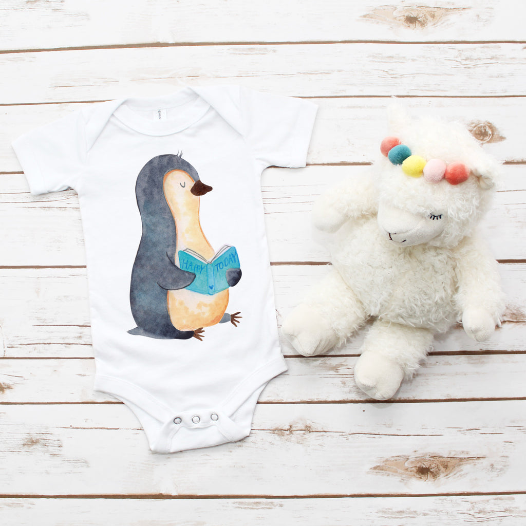 Organic Baby Body Pinguin Buch Babykleidung, Babystrampler, Strampler, Wickelbody, Baby Erstausstattung, Junge, Mädchen, Pinguin, Pinguine, Buch, Lesen, Bücherwurm, Nichtstun, Faulenzen, Ferien, Urlaub, Freizeit