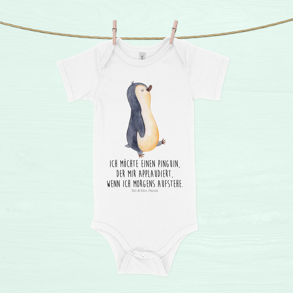 Organic Baby Body Pinguin marschierend Babykleidung, Babystrampler, Strampler, Wickelbody, Baby Erstausstattung, Junge, Mädchen, Pinguin, Pinguine, Frühaufsteher, Langschläfer, Bruder, Schwester, Familie