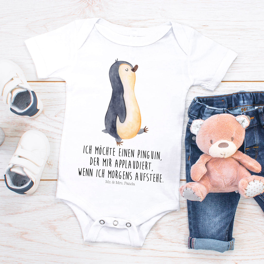 Organic Baby Body Pinguin marschierend Babykleidung, Babystrampler, Strampler, Wickelbody, Baby Erstausstattung, Junge, Mädchen, Pinguin, Pinguine, Frühaufsteher, Langschläfer, Bruder, Schwester, Familie
