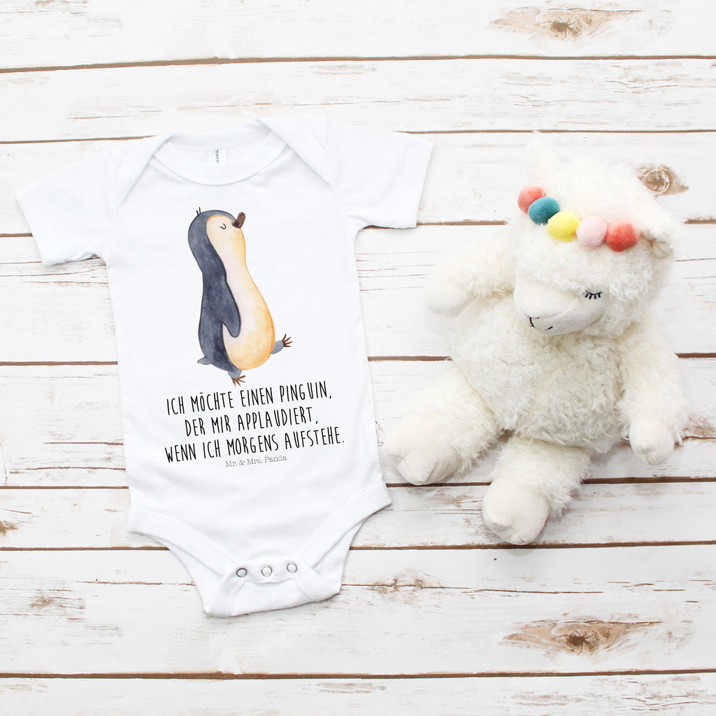 Organic Baby Body Pinguin marschierend Babykleidung, Babystrampler, Strampler, Wickelbody, Baby Erstausstattung, Junge, Mädchen, Pinguin, Pinguine, Frühaufsteher, Langschläfer, Bruder, Schwester, Familie