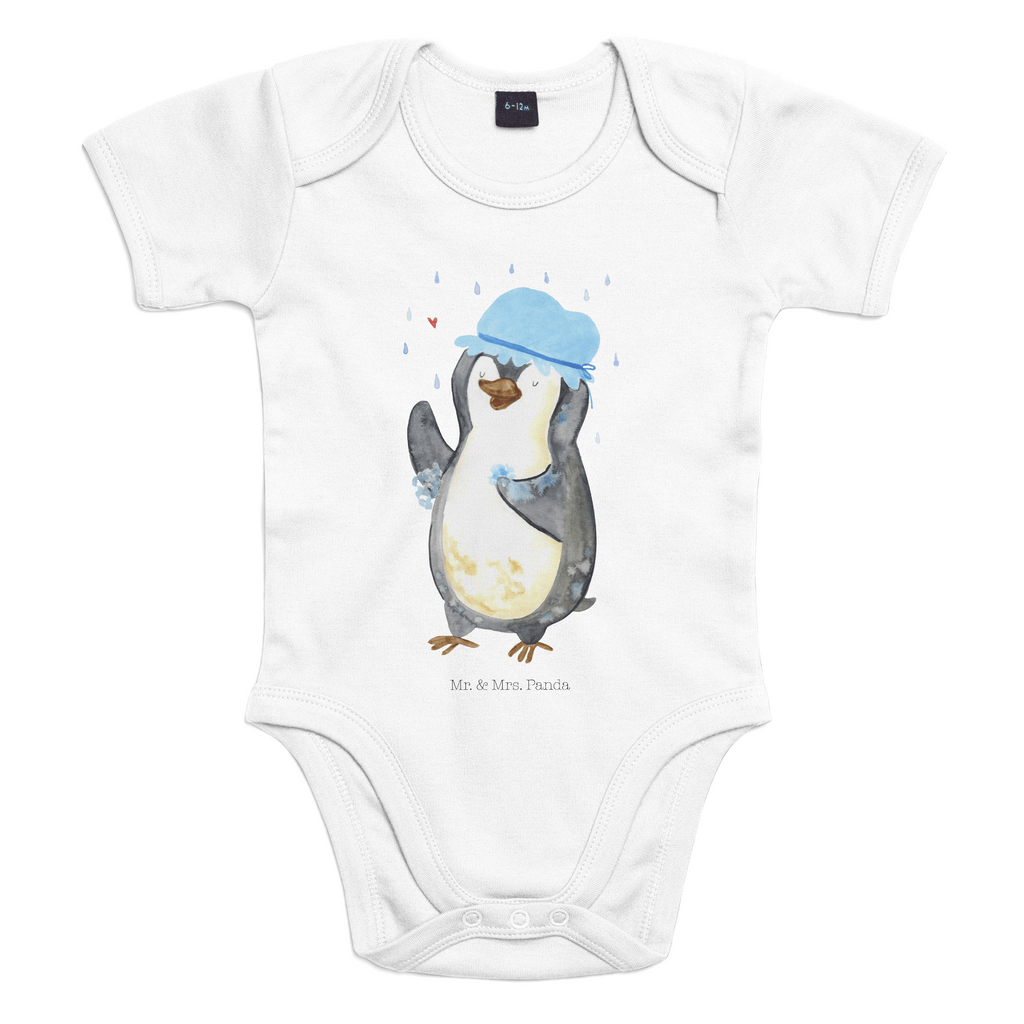 Organic Baby Body Pinguin duscht Babykleidung, Babystrampler, Strampler, Wickelbody, Baby Erstausstattung, Junge, Mädchen, Pinguin, Pinguine, Dusche, duschen, Lebensmotto, Motivation, Neustart, Neuanfang, glücklich sein