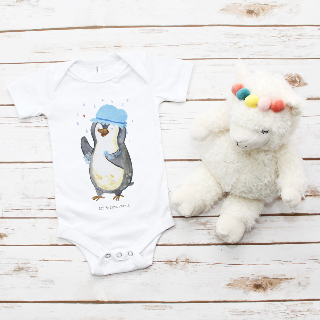 Organic Baby Body Pinguin duscht Babykleidung, Babystrampler, Strampler, Wickelbody, Baby Erstausstattung, Junge, Mädchen, Pinguin, Pinguine, Dusche, duschen, Lebensmotto, Motivation, Neustart, Neuanfang, glücklich sein