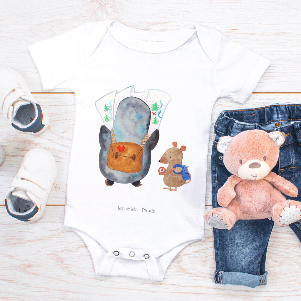 Organic Baby Body Pinguin & Maus Wanderer Babykleidung, Babystrampler, Strampler, Wickelbody, Baby Erstausstattung, Junge, Mädchen, Pinguin, Pinguine, Abenteurer, Abenteuer, Roadtrip, Ausflug, Wanderlust, wandern