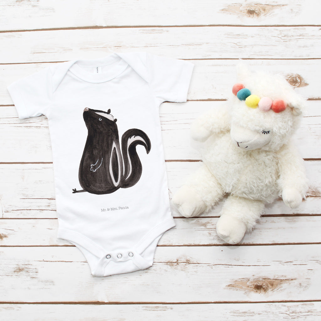 Organic Baby Body Stinktier sitzend Babykleidung, Babystrampler, Strampler, Wickelbody, Baby Erstausstattung, Junge, Mädchen, Stinktier, Skunk, Wildtier, Raubtier, Stinker, Stinki, Spruch, Büro, Recht, Besserwisser
