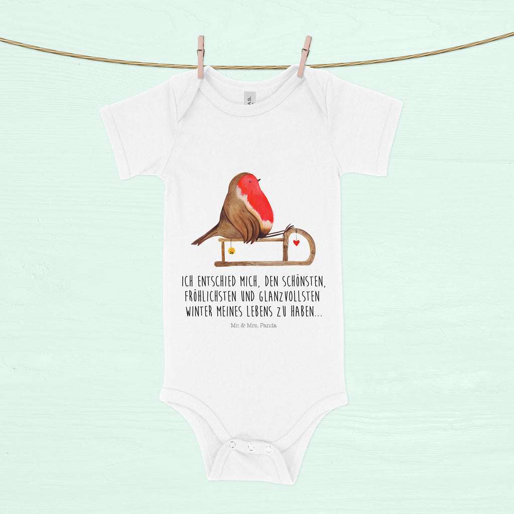 Organic Baby Body Rotkehlchen Schlitten Babykleidung, Babystrampler, Strampler, Wickelbody, Baby Erstausstattung, Junge, Mädchen, Winter, Weihnachten, Weihnachtsdeko, Nikolaus, Advent, Heiligabend, Wintermotiv, Schlitten, Vogel