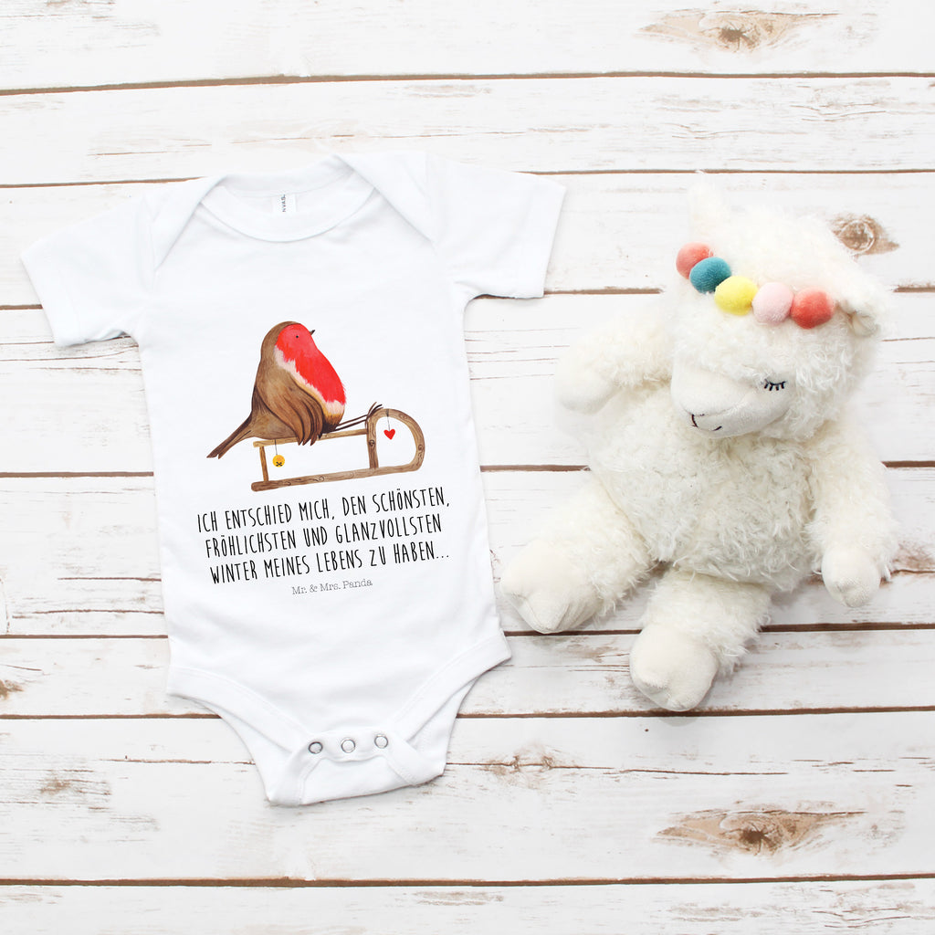 Organic Baby Body Rotkehlchen Schlitten Babykleidung, Babystrampler, Strampler, Wickelbody, Baby Erstausstattung, Junge, Mädchen, Winter, Weihnachten, Weihnachtsdeko, Nikolaus, Advent, Heiligabend, Wintermotiv, Schlitten, Vogel