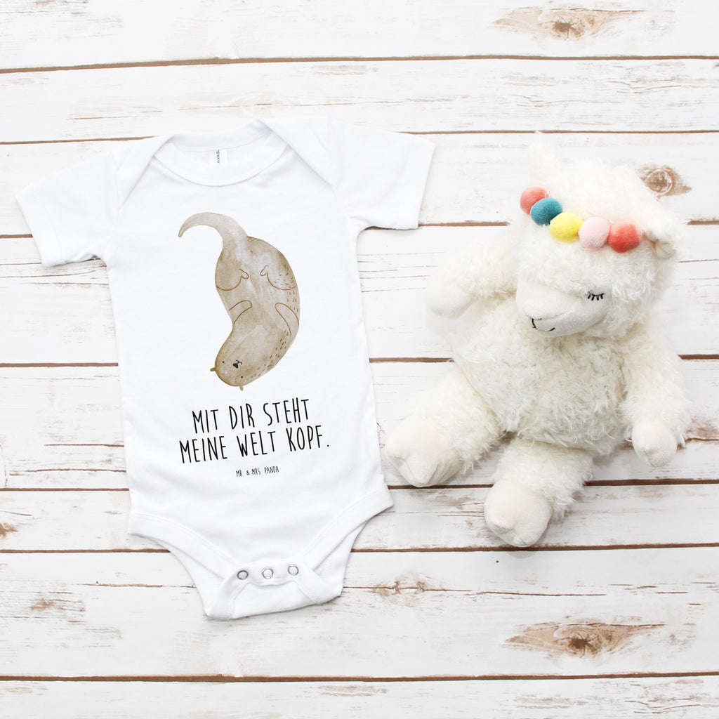 Organic Baby Body Otter kopfüber Babykleidung, Babystrampler, Strampler, Wickelbody, Baby Erstausstattung, Junge, Mädchen, Otter, Fischotter, Seeotter, Otter Seeotter See Otter