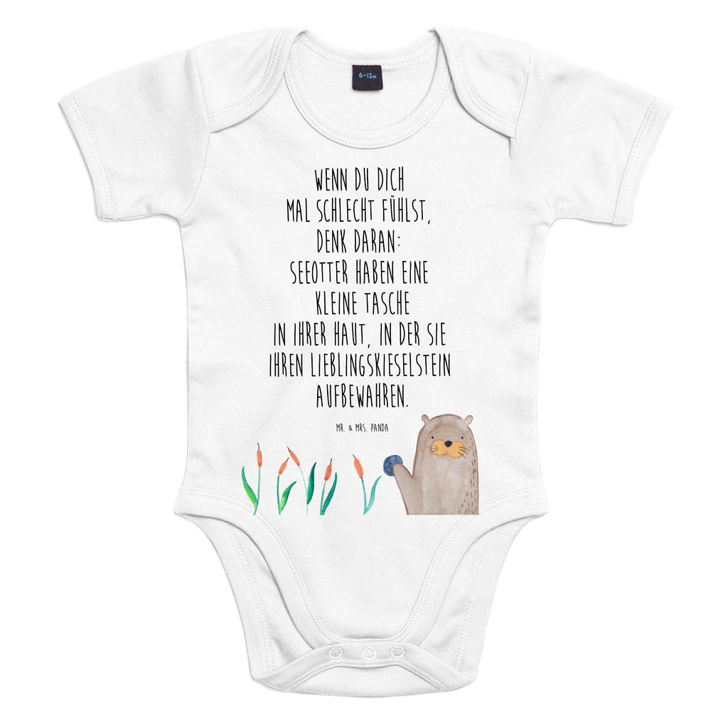 Organic Baby Body Otter mit Stein Babykleidung, Babystrampler, Strampler, Wickelbody, Baby Erstausstattung, Junge, Mädchen, Otter, Fischotter, Seeotter, Otter Seeotter See Otter