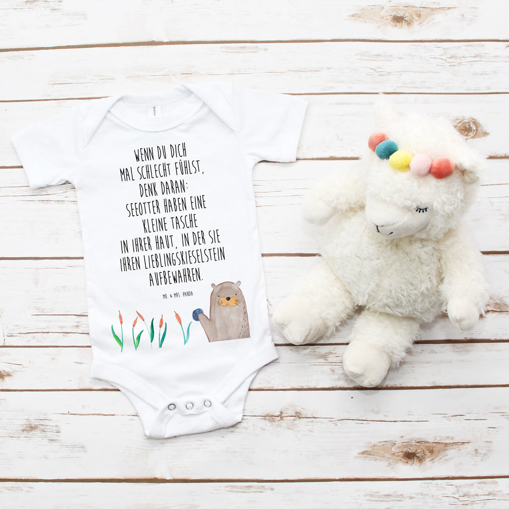 Organic Baby Body Otter mit Stein Babykleidung, Babystrampler, Strampler, Wickelbody, Baby Erstausstattung, Junge, Mädchen, Otter, Fischotter, Seeotter, Otter Seeotter See Otter