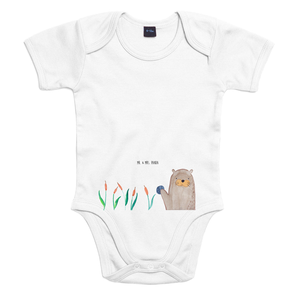 Organic Baby Body Otter mit Stein Babykleidung, Babystrampler, Strampler, Wickelbody, Baby Erstausstattung, Junge, Mädchen, Otter, Fischotter, Seeotter, Otter Seeotter See Otter