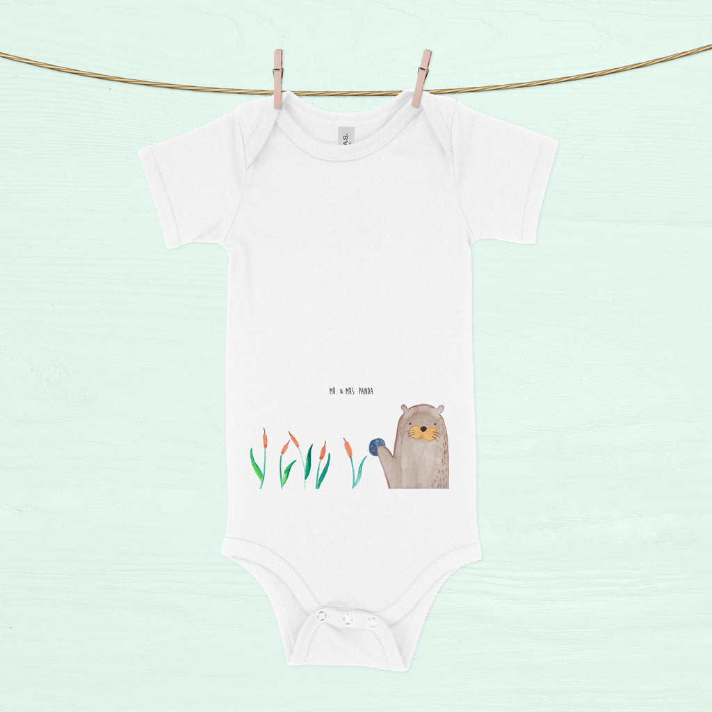 Organic Baby Body Otter mit Stein Babykleidung, Babystrampler, Strampler, Wickelbody, Baby Erstausstattung, Junge, Mädchen, Otter, Fischotter, Seeotter, Otter Seeotter See Otter