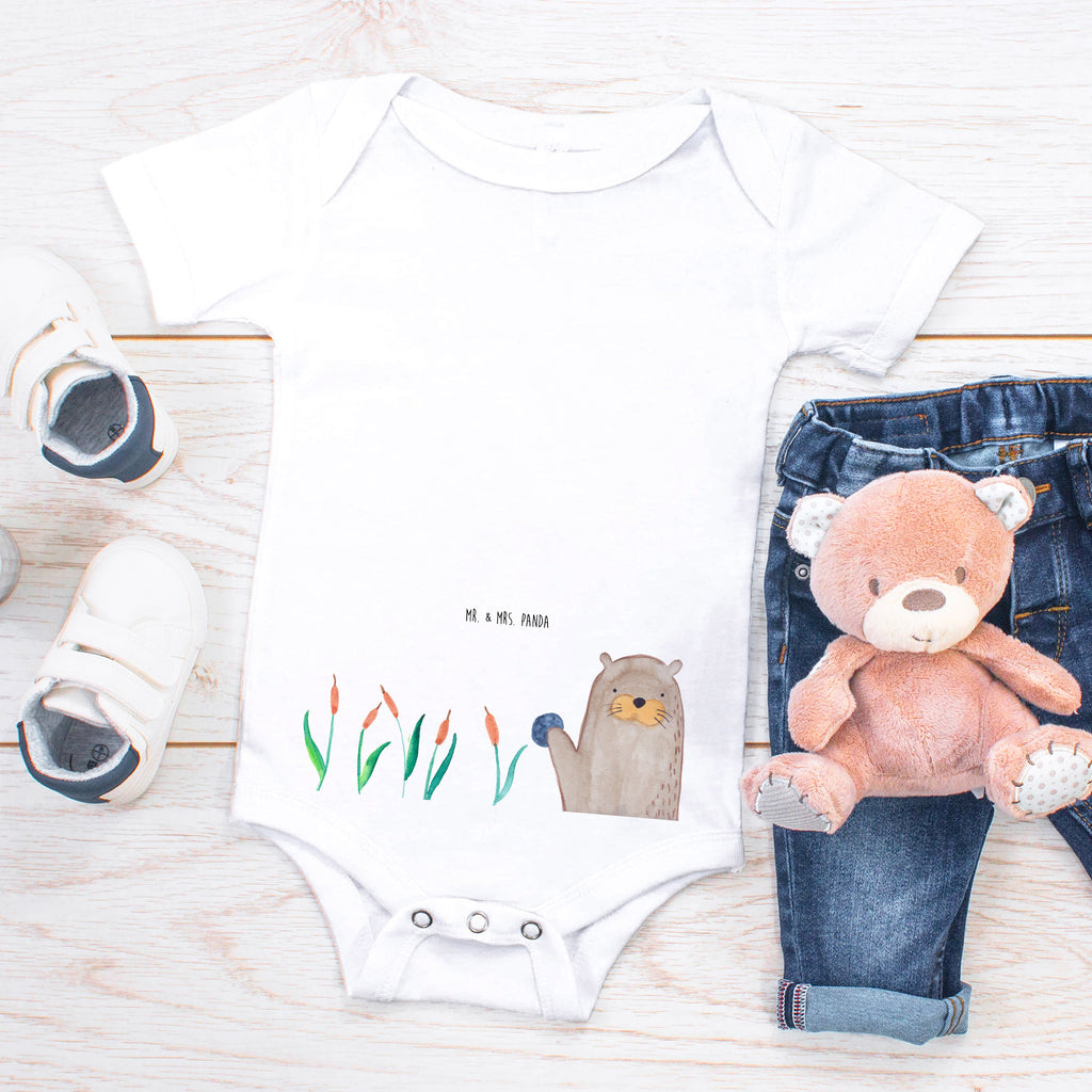 Organic Baby Body Otter mit Stein Babykleidung, Babystrampler, Strampler, Wickelbody, Baby Erstausstattung, Junge, Mädchen, Otter, Fischotter, Seeotter, Otter Seeotter See Otter