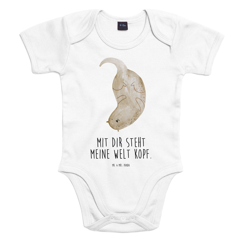 Organic Baby Body Otter kopfüber Babykleidung, Babystrampler, Strampler, Wickelbody, Baby Erstausstattung, Junge, Mädchen, Otter, Fischotter, Seeotter, Otter Seeotter See Otter