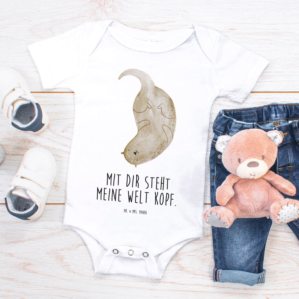 Organic Baby Body Otter kopfüber Babykleidung, Babystrampler, Strampler, Wickelbody, Baby Erstausstattung, Junge, Mädchen, Otter, Fischotter, Seeotter, Otter Seeotter See Otter