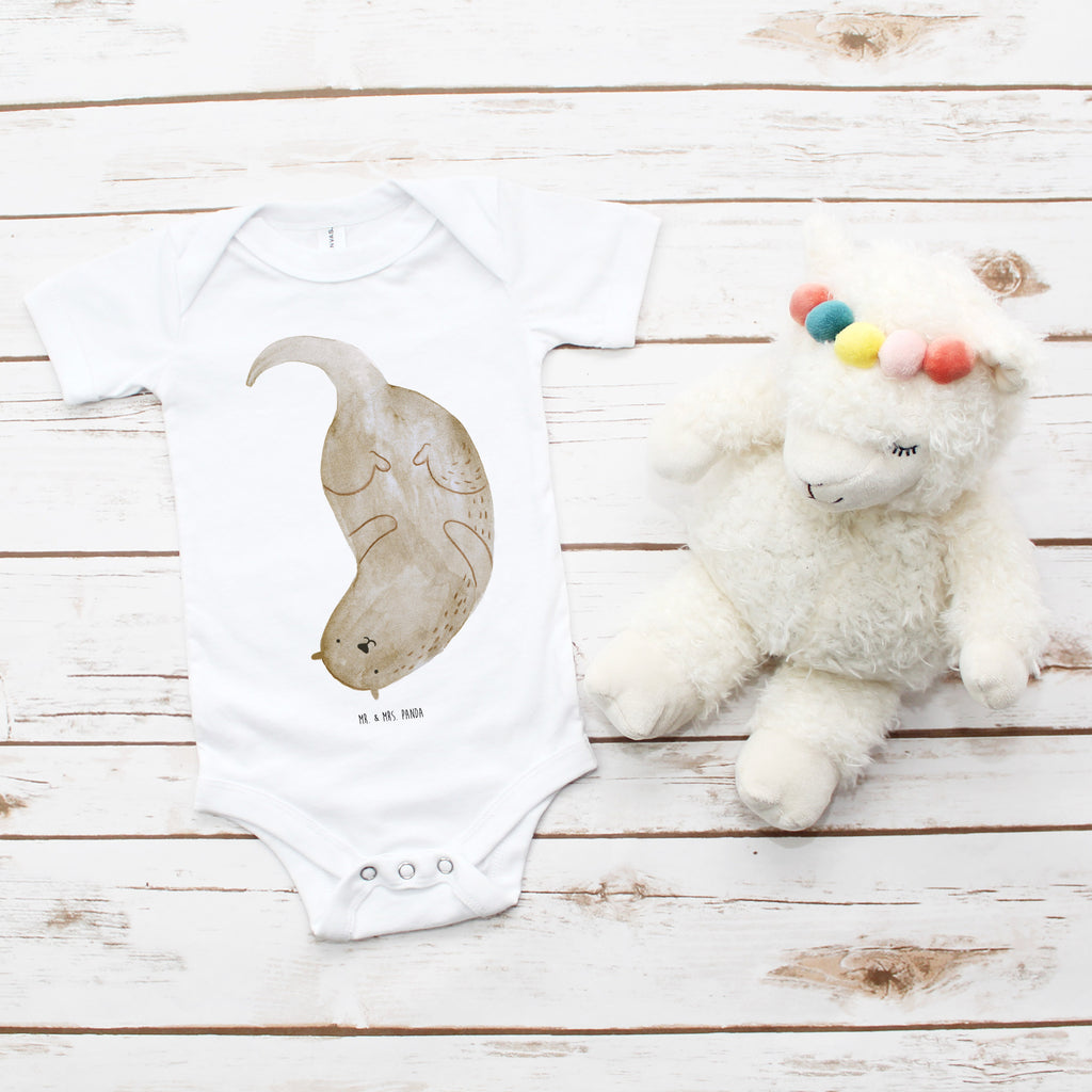 Organic Baby Body Otter kopfüber Babykleidung, Babystrampler, Strampler, Wickelbody, Baby Erstausstattung, Junge, Mädchen, Otter, Fischotter, Seeotter, Otter Seeotter See Otter