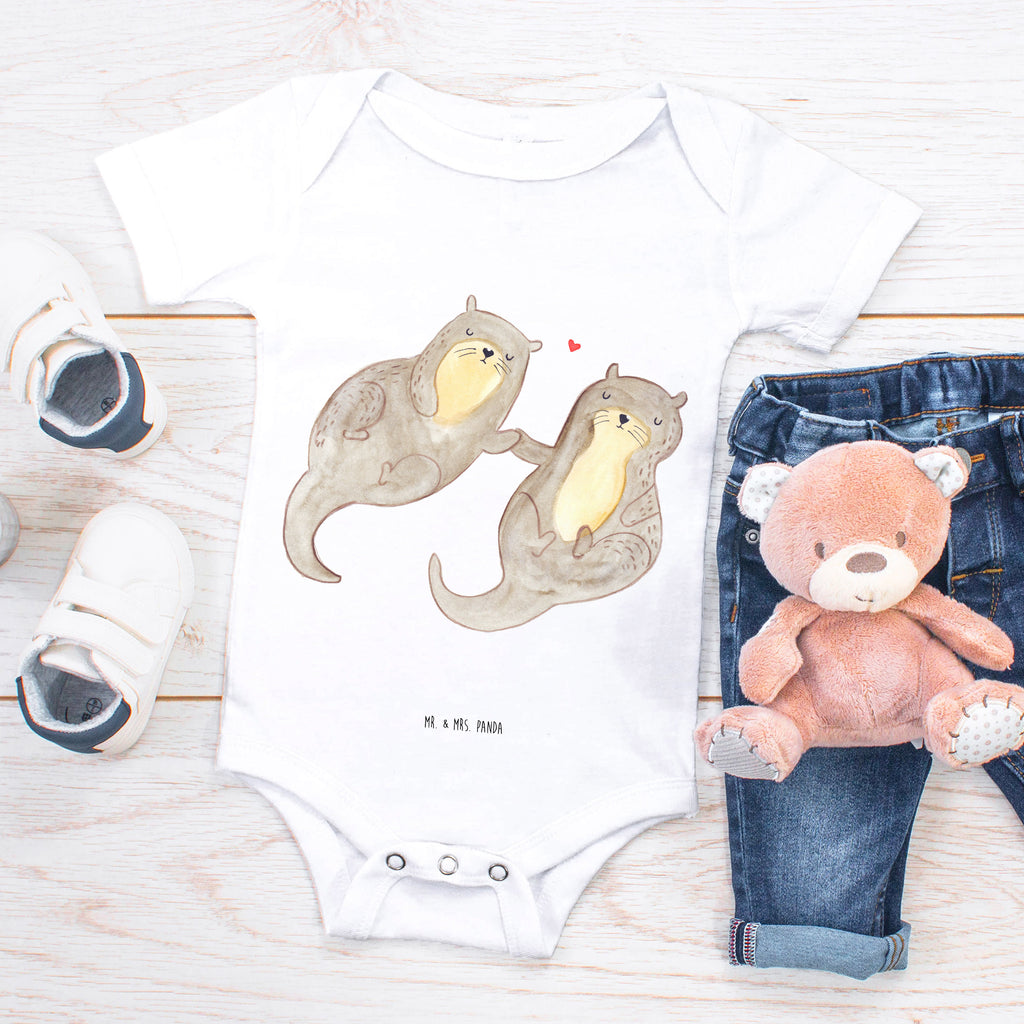 Organic Baby Body Otter händchenhaltend Babykleidung, Babystrampler, Strampler, Wickelbody, Baby Erstausstattung, Junge, Mädchen, Otter, Fischotter, Seeotter, Otter Seeotter See Otter