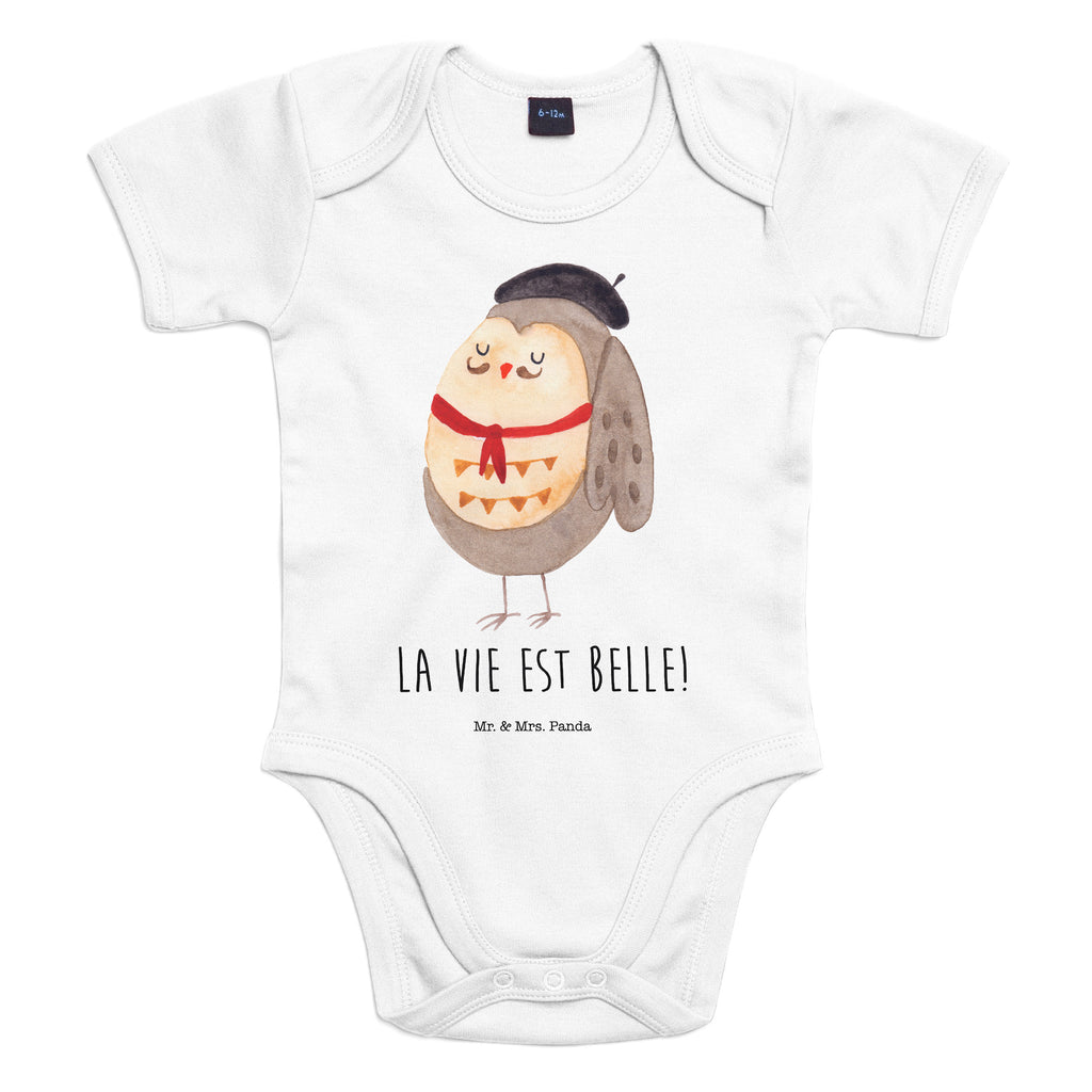 Organic Baby Body Eule Französisch Babykleidung, Babystrampler, Strampler, Wickelbody, Baby Erstausstattung, Junge, Mädchen, Eule, Eulen, Eule Deko, Owl, hibou, La vie est belle, das Leben ist schön, Spruch schön, Spruch Französisch, Frankreich