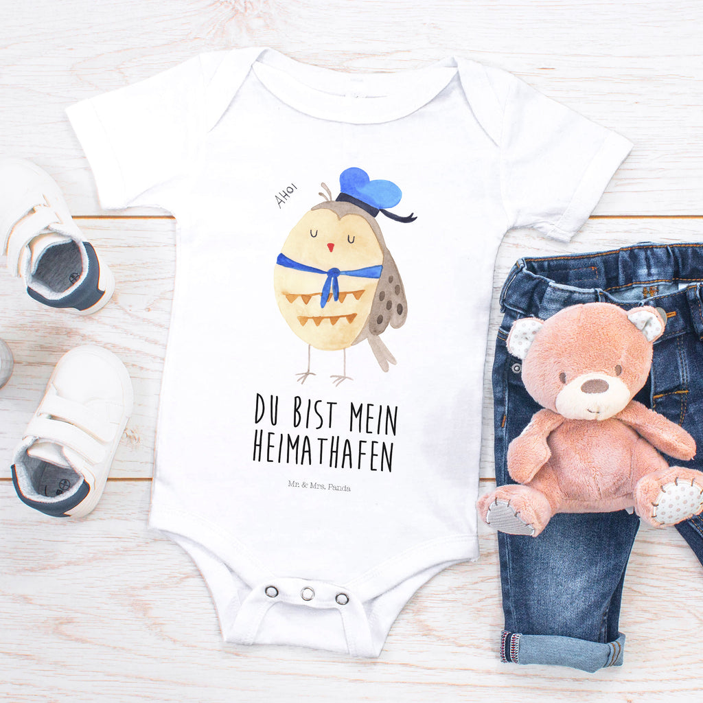 Organic Baby Body Eule Matrosen Babykleidung, Babystrampler, Strampler, Wickelbody, Baby Erstausstattung, Junge, Mädchen, Eule, Eule Spruch, Eule Deko, Owl, Wortspiel lustig, Matrose, Freundin, Ehe, Seefahrer, Heimathafen, Hochzeitstag Geschenk