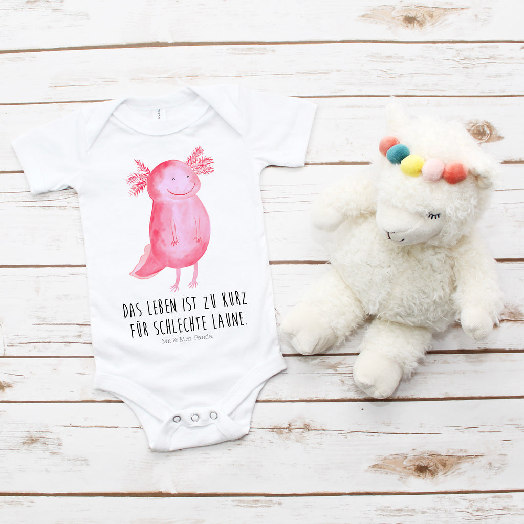 Organic Baby Body Axolotl glücklich Babykleidung, Babystrampler, Strampler, Wickelbody, Baby Erstausstattung, Junge, Mädchen, Axolotl, Molch, Axolot, Schwanzlurch, Lurch, Lurche, Motivation, gute Laune