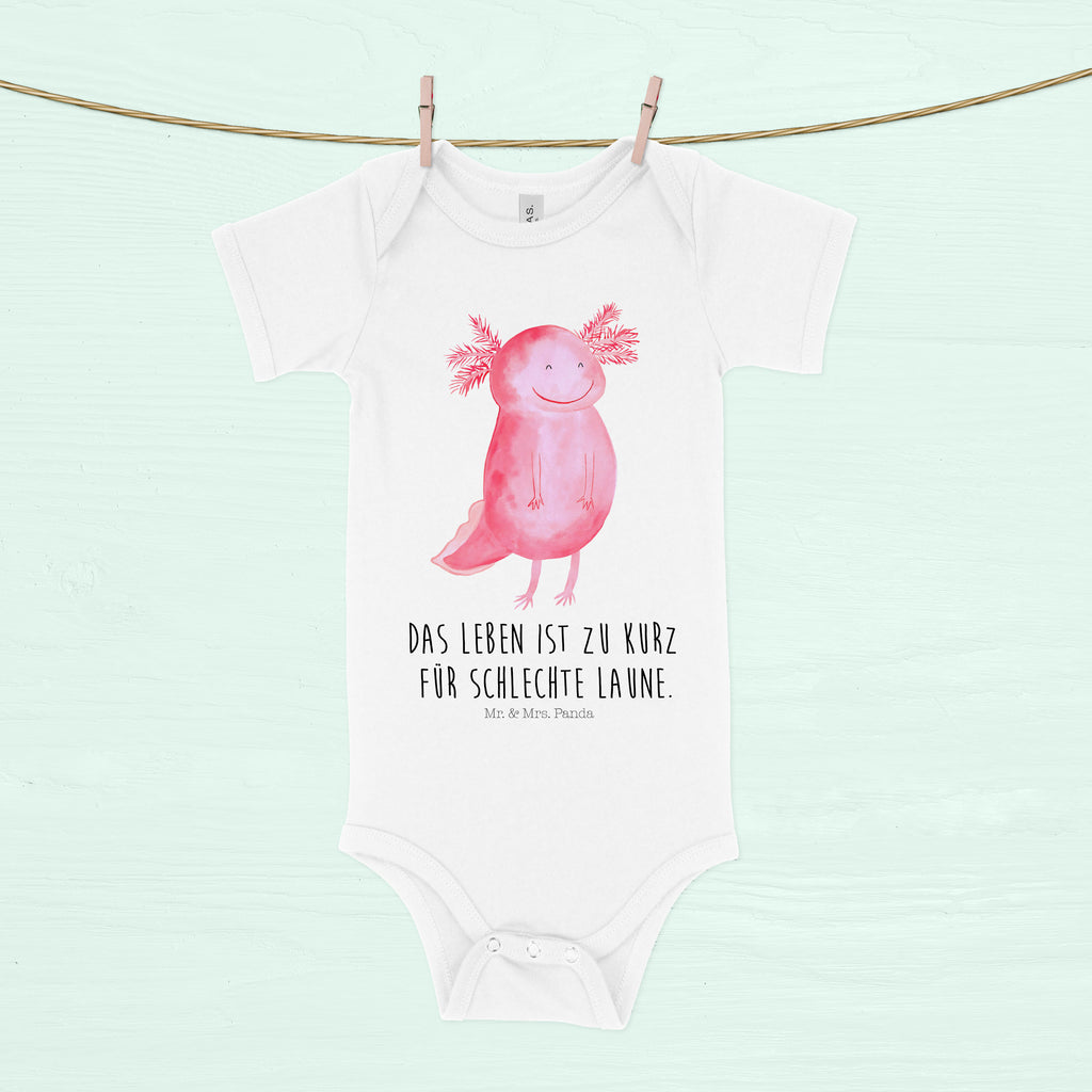 Organic Baby Body Axolotl glücklich Babykleidung, Babystrampler, Strampler, Wickelbody, Baby Erstausstattung, Junge, Mädchen, Axolotl, Molch, Axolot, Schwanzlurch, Lurch, Lurche, Motivation, gute Laune