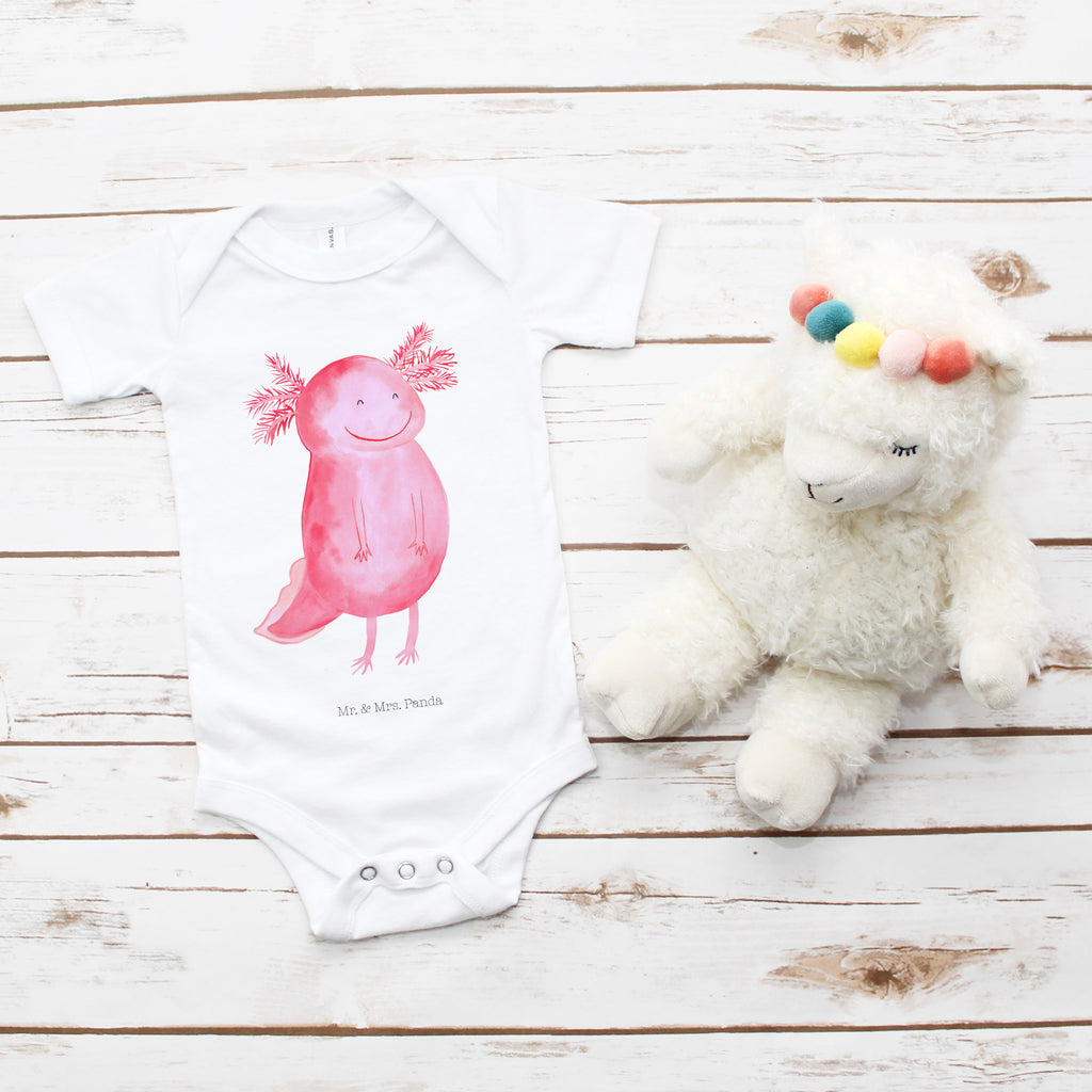 Organic Baby Body Axolotl glücklich Babykleidung, Babystrampler, Strampler, Wickelbody, Baby Erstausstattung, Junge, Mädchen, Axolotl, Molch, Axolot, Schwanzlurch, Lurch, Lurche, Motivation, gute Laune