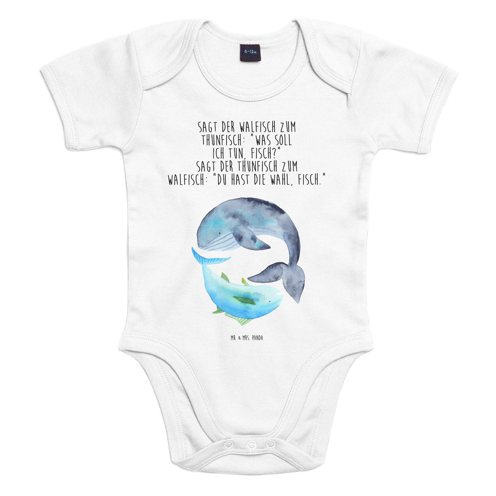 Organic Baby Body Walfisch & Thunfisch Babykleidung, Babystrampler, Strampler, Wickelbody, Baby Erstausstattung, Junge, Mädchen, Tiermotive, Gute Laune, lustige Sprüche, Tiere, Wal, Wahl, Tunfisch, Wortwitz lustig, Spruch lustig, Flachwitz, Witz, Spruch des Tages, Flachwitz Geschenk