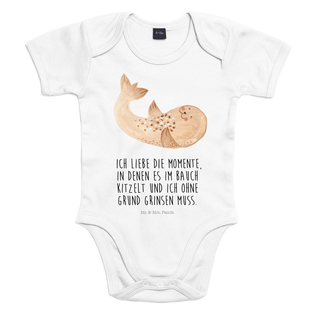 Organic Baby Body Robbe liegend Babykleidung, Babystrampler, Strampler, Wickelbody, Baby Erstausstattung, Junge, Mädchen, Tiermotive, Gute Laune, lustige Sprüche, Tiere, Robbe, Robben, Seehund, Strand, Meerestier, Ostsee, Nordsee, Lachen, Freude