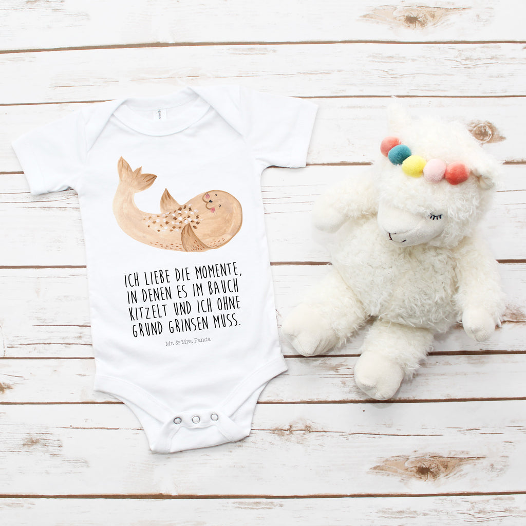 Organic Baby Body Robbe liegend Babykleidung, Babystrampler, Strampler, Wickelbody, Baby Erstausstattung, Junge, Mädchen, Tiermotive, Gute Laune, lustige Sprüche, Tiere, Robbe, Robben, Seehund, Strand, Meerestier, Ostsee, Nordsee, Lachen, Freude