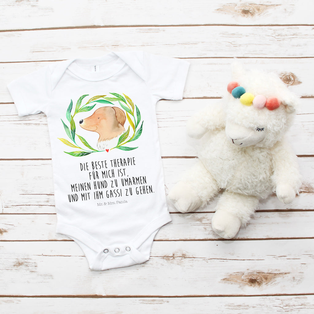 Organic Baby Body Hund Ranke Babykleidung, Babystrampler, Strampler, Wickelbody, Baby Erstausstattung, Junge, Mädchen, Hund, Hundemotiv, Haustier, Hunderasse, Tierliebhaber, Hundebesitzer, Sprüche, Ranke, Therapie, Selbsttherapie, Hundeliebe, Hundeglück, Hunde