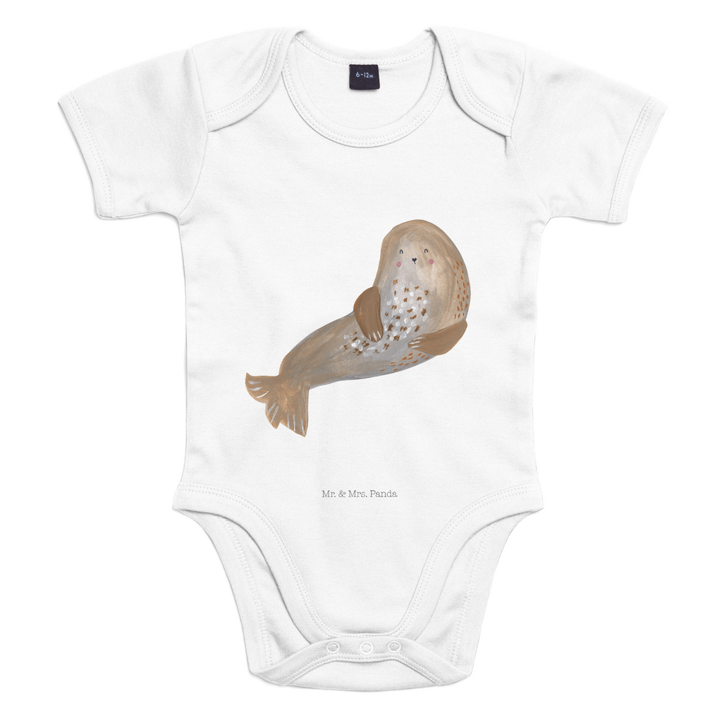 Organic Baby Body Robbe lachend Babykleidung, Babystrampler, Strampler, Wickelbody, Baby Erstausstattung, Junge, Mädchen, Tiermotive, Gute Laune, lustige Sprüche, Tiere, Robbe, Robben, Seehund, Strand, Meerestier, Ostsee, Nordsee