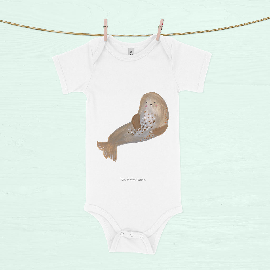Organic Baby Body Robbe lachend Babykleidung, Babystrampler, Strampler, Wickelbody, Baby Erstausstattung, Junge, Mädchen, Tiermotive, Gute Laune, lustige Sprüche, Tiere, Robbe, Robben, Seehund, Strand, Meerestier, Ostsee, Nordsee