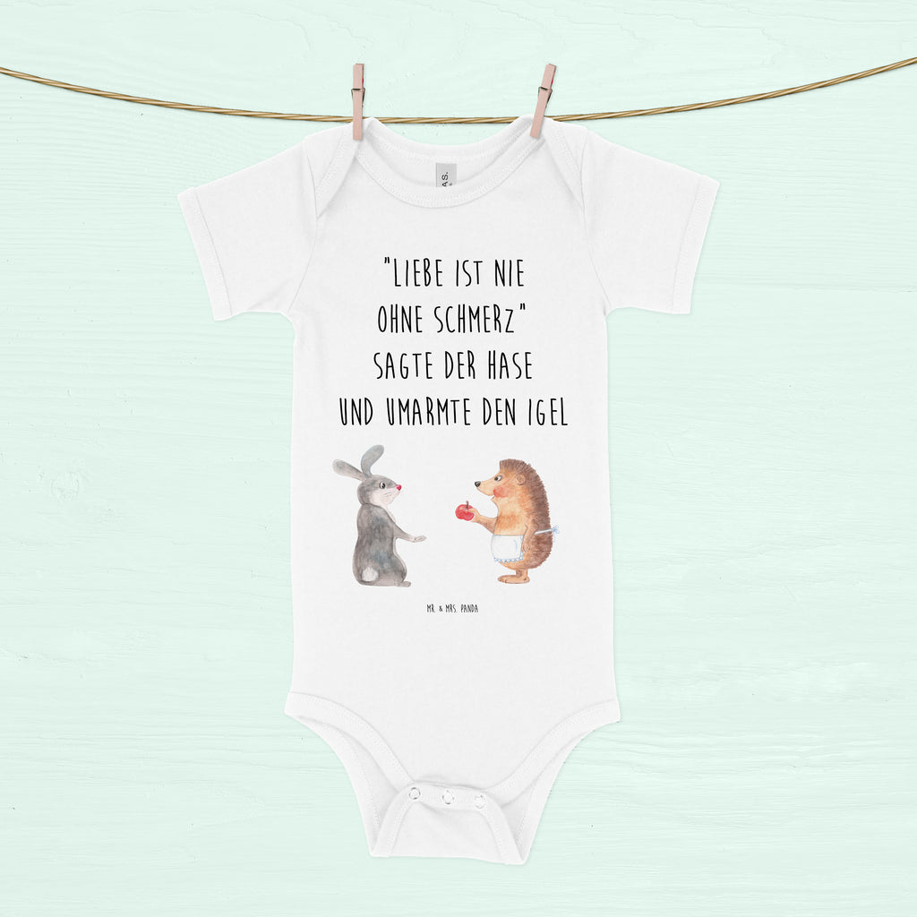 Organic Baby Body Liebe ist nie ohne Schmerz Babykleidung, Babystrampler, Strampler, Wickelbody, Baby Erstausstattung, Junge, Mädchen, Tiermotive, Gute Laune, lustige Sprüche, Tiere, Igel und Hase, Igel, Hase, Liebe Spruch, Liebeskummer Geschenk, Herzschmerz, Trösten, Trennungsschmerz, Spruch romantisch