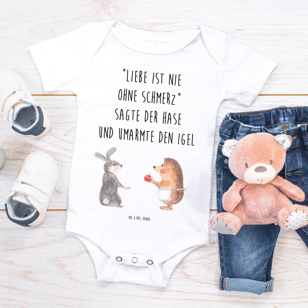 Organic Baby Body Liebe ist nie ohne Schmerz Babykleidung, Babystrampler, Strampler, Wickelbody, Baby Erstausstattung, Junge, Mädchen, Tiermotive, Gute Laune, lustige Sprüche, Tiere, Igel und Hase, Igel, Hase, Liebe Spruch, Liebeskummer Geschenk, Herzschmerz, Trösten, Trennungsschmerz, Spruch romantisch