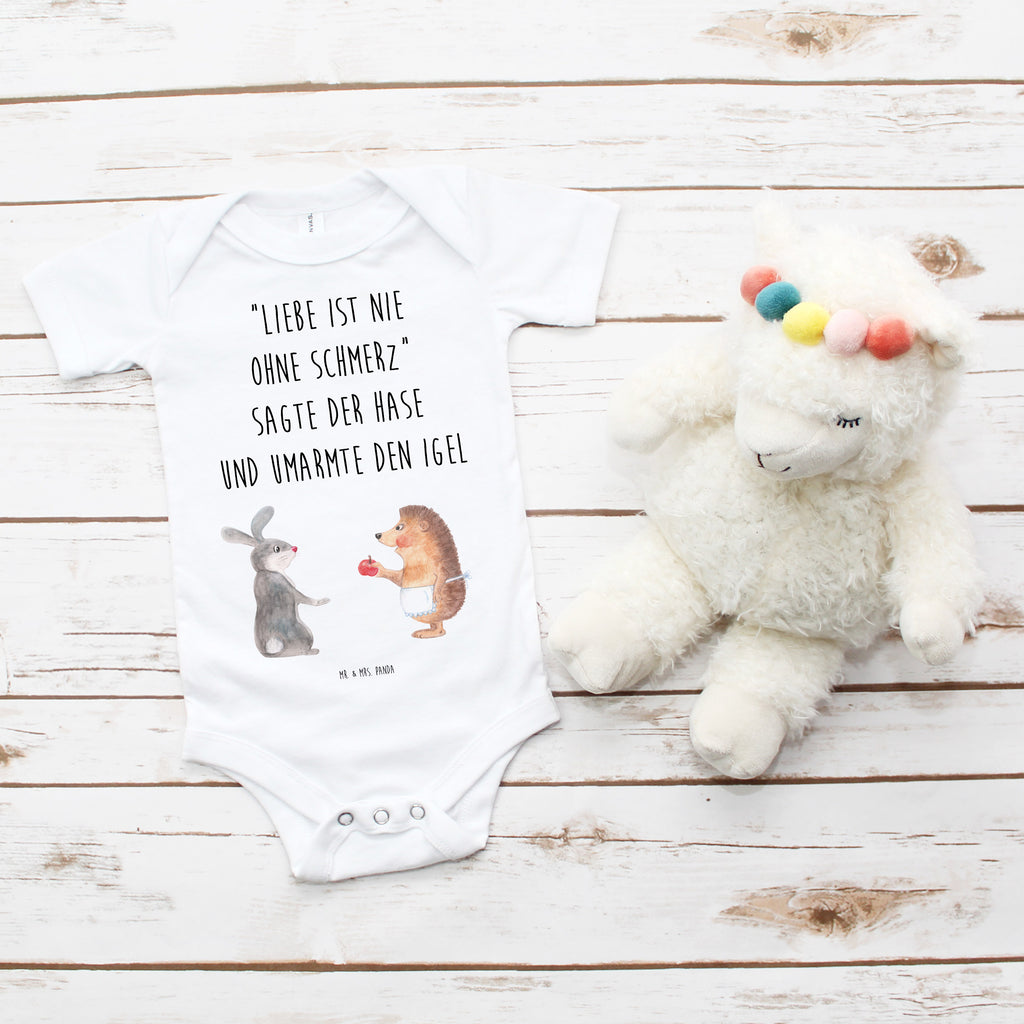 Organic Baby Body Liebe ist nie ohne Schmerz Babykleidung, Babystrampler, Strampler, Wickelbody, Baby Erstausstattung, Junge, Mädchen, Tiermotive, Gute Laune, lustige Sprüche, Tiere, Igel und Hase, Igel, Hase, Liebe Spruch, Liebeskummer Geschenk, Herzschmerz, Trösten, Trennungsschmerz, Spruch romantisch