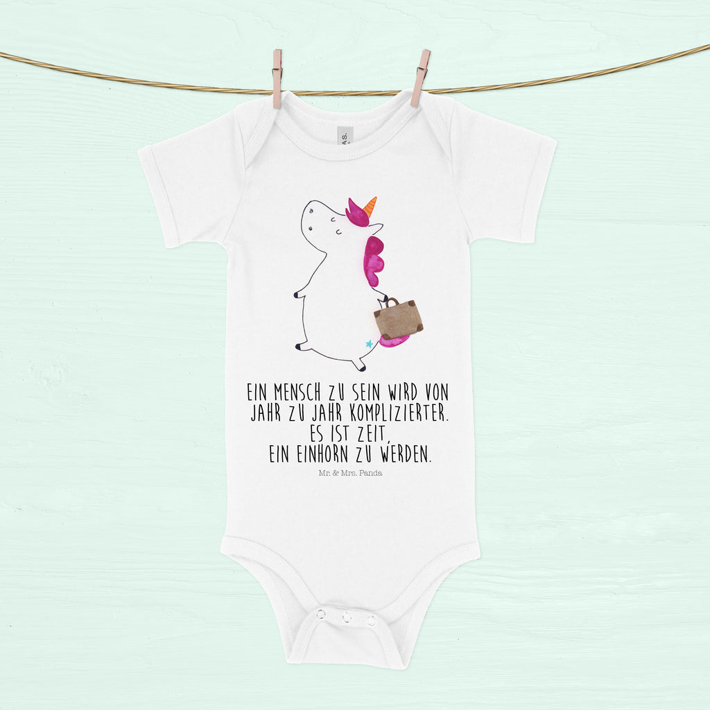 Organic Baby Body Einhorn Koffer Babykleidung, Babystrampler, Strampler, Wickelbody, Baby Erstausstattung, Junge, Mädchen, Einhorn, Einhörner, Einhorn Deko, Pegasus, Unicorn, unicorn, Koffer, Verreisen, Reise, Gepäck, Abenteuer, Erwachsen, Kind, albern, Spaß, lustig, witzig