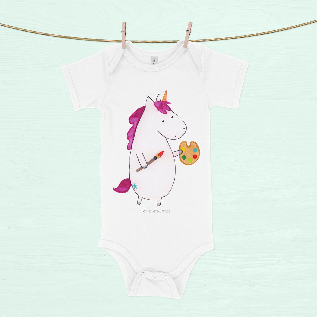 Organic Baby Body Einhorn Künstler Babykleidung, Babystrampler, Strampler, Wickelbody, Baby Erstausstattung, Junge, Mädchen, Einhorn, Einhörner, Einhorn Deko, Pegasus, Unicorn, Englisch, Künstler, Artist, Malen, Zeichnen, Welt, Farbe, Stift, Pinsel, Geschenk, Maler