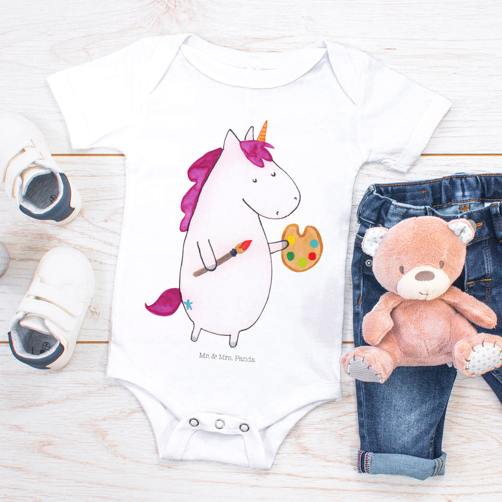 Organic Baby Body Einhorn Künstler Babykleidung, Babystrampler, Strampler, Wickelbody, Baby Erstausstattung, Junge, Mädchen, Einhorn, Einhörner, Einhorn Deko, Pegasus, Unicorn, Englisch, Künstler, Artist, Malen, Zeichnen, Welt, Farbe, Stift, Pinsel, Geschenk, Maler