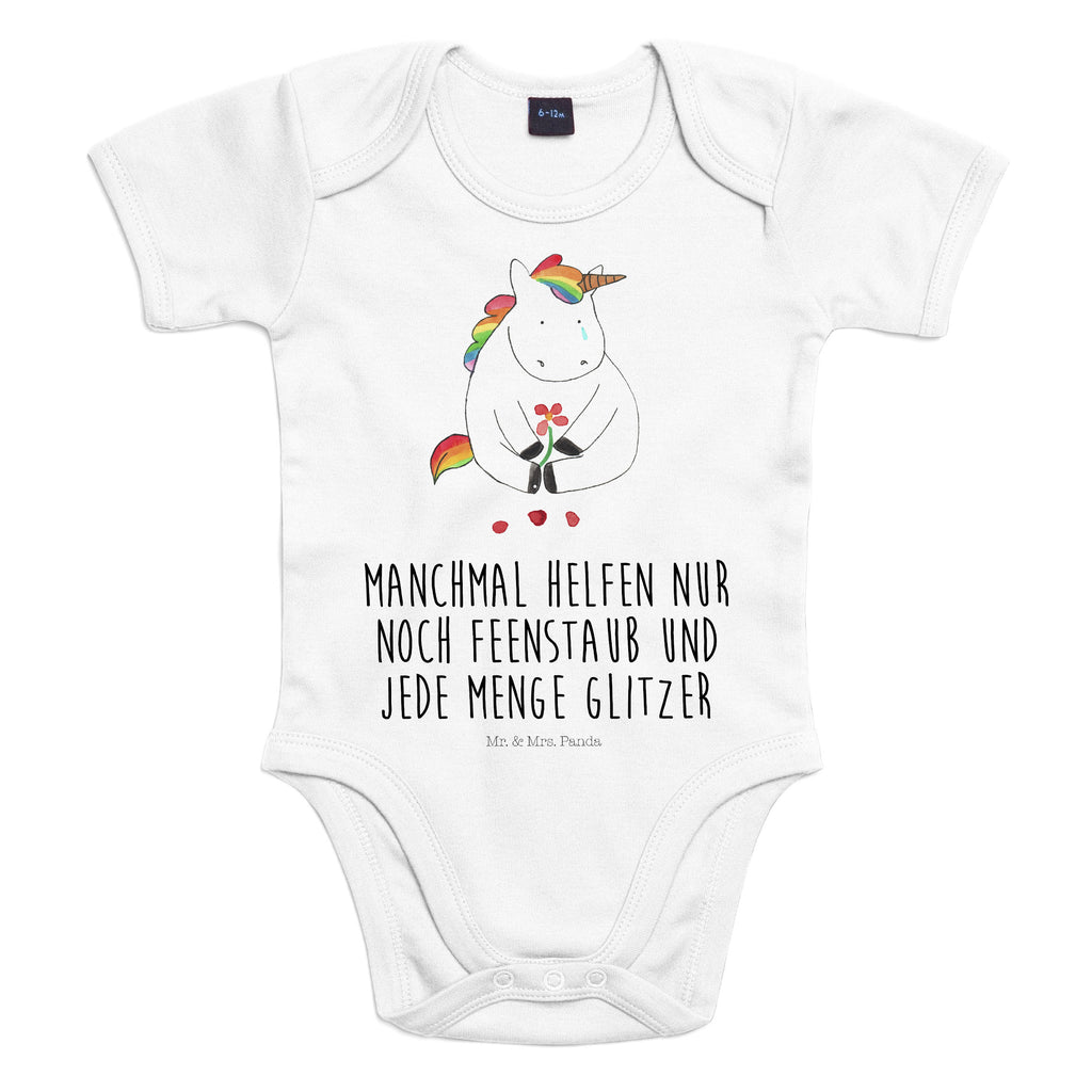 Organic Baby Body Einhorn Traurig Babykleidung, Babystrampler, Strampler, Wickelbody, Baby Erstausstattung, Junge, Mädchen, Einhorn, Einhörner, Einhorn Deko, Pegasus, Unicorn, Glitzer, Trösten. Freundschaft, Freunde, Liebe, Trauer, Grußkarte, Blume
