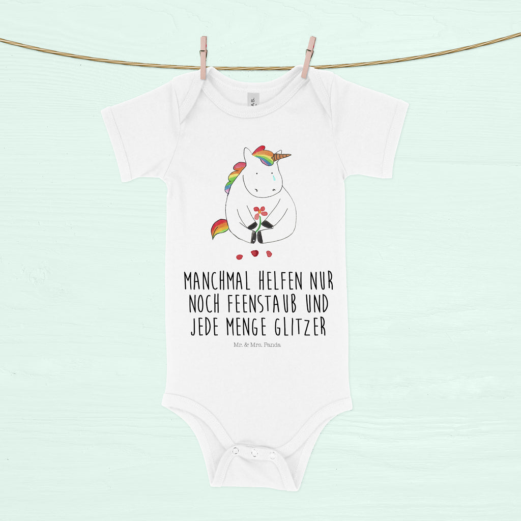 Organic Baby Body Einhorn Traurig Babykleidung, Babystrampler, Strampler, Wickelbody, Baby Erstausstattung, Junge, Mädchen, Einhorn, Einhörner, Einhorn Deko, Pegasus, Unicorn, Glitzer, Trösten. Freundschaft, Freunde, Liebe, Trauer, Grußkarte, Blume