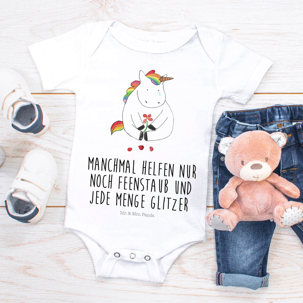 Organic Baby Body Einhorn Traurig Babykleidung, Babystrampler, Strampler, Wickelbody, Baby Erstausstattung, Junge, Mädchen, Einhorn, Einhörner, Einhorn Deko, Pegasus, Unicorn, Glitzer, Trösten. Freundschaft, Freunde, Liebe, Trauer, Grußkarte, Blume