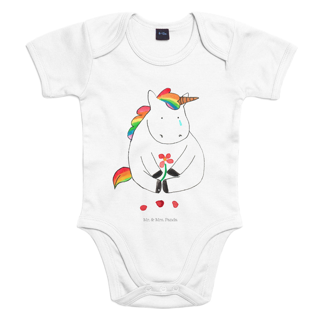 Organic Baby Body Einhorn Traurig Babykleidung, Babystrampler, Strampler, Wickelbody, Baby Erstausstattung, Junge, Mädchen, Einhorn, Einhörner, Einhorn Deko, Pegasus, Unicorn, Glitzer, Trösten. Freundschaft, Freunde, Liebe, Trauer, Grußkarte, Blume