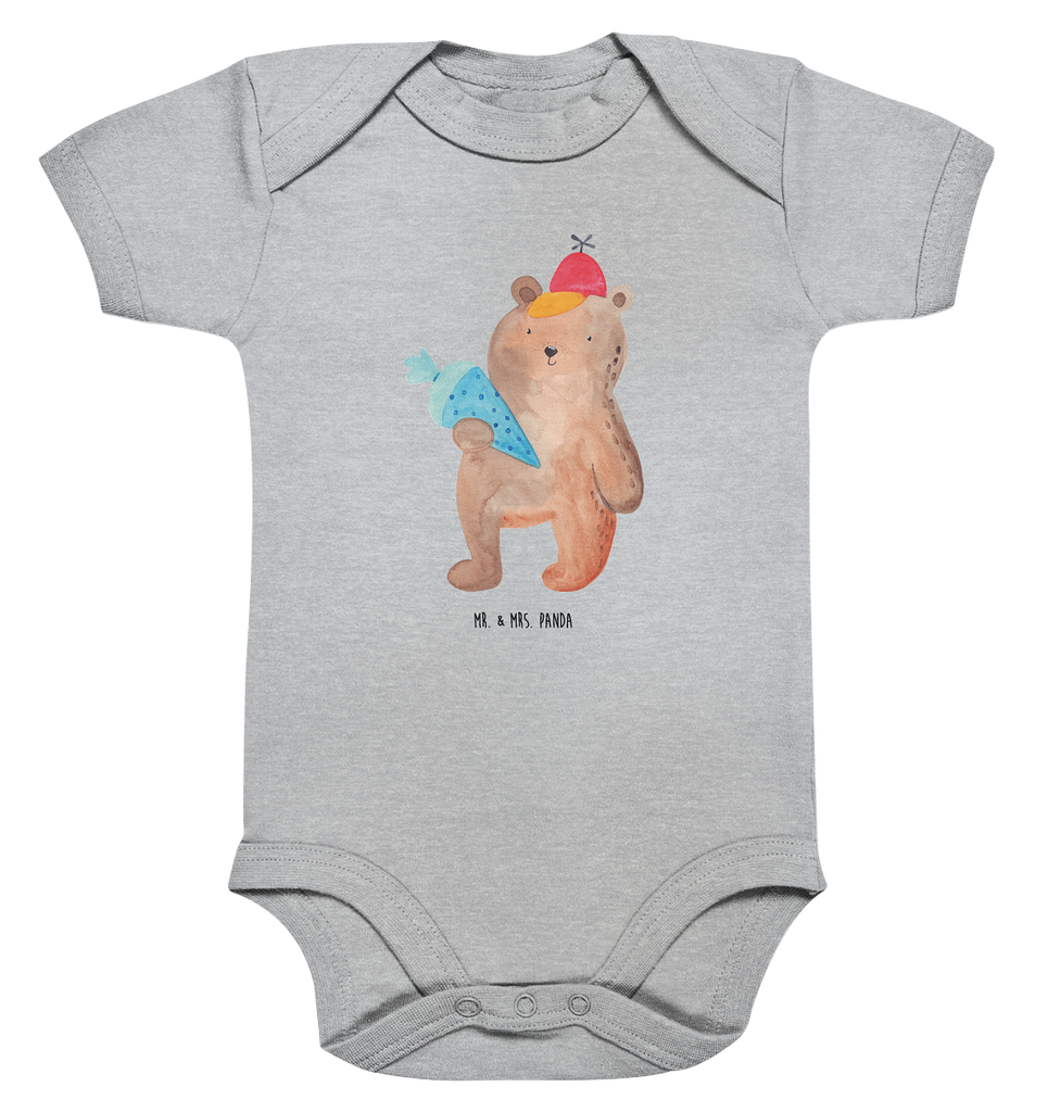 Organic Baby Body Bär mit Schultüte Babykleidung, Babystrampler, Strampler, Wickelbody, Baby Erstausstattung, Junge, Mädchen, Bär, Teddy, Teddybär, Bär Motiv, Schultüte, Erster Schultag Geschenk, Einschulung Geschenk, Schule Geschenk, Grundschule, Schulanfang, Schulbeginn