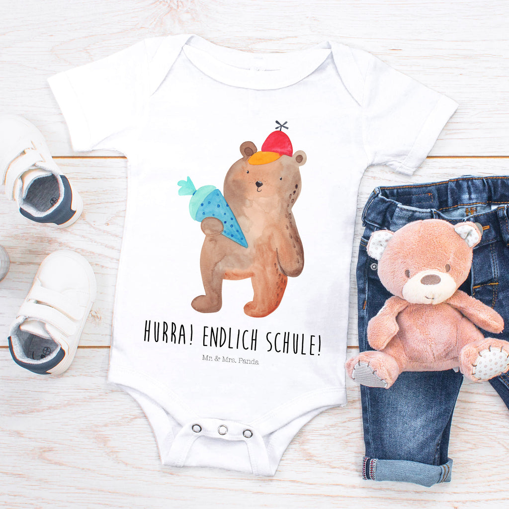 Organic Baby Body Bär mit Schultüte Babykleidung, Babystrampler, Strampler, Wickelbody, Baby Erstausstattung, Junge, Mädchen, Bär, Teddy, Teddybär, Bär Motiv, Schultüte, Erster Schultag Geschenk, Einschulung Geschenk, Schule Geschenk, Grundschule, Schulanfang, Schulbeginn