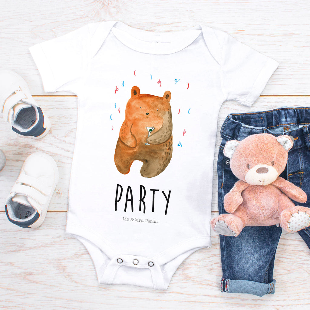 Organic Baby Body Bär Party Babykleidung, Babystrampler, Strampler, Wickelbody, Baby Erstausstattung, Junge, Mädchen, Bär, Teddy, Teddybär, Geburtstag, Geburtstagsgeschenk, Geschenk, Party, Feiern, Abfeiern, Mitbringsel, Gute Laune, Lustig