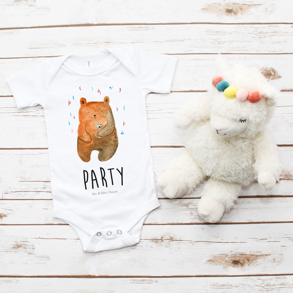 Organic Baby Body Bär Party Babykleidung, Babystrampler, Strampler, Wickelbody, Baby Erstausstattung, Junge, Mädchen, Bär, Teddy, Teddybär, Geburtstag, Geburtstagsgeschenk, Geschenk, Party, Feiern, Abfeiern, Mitbringsel, Gute Laune, Lustig