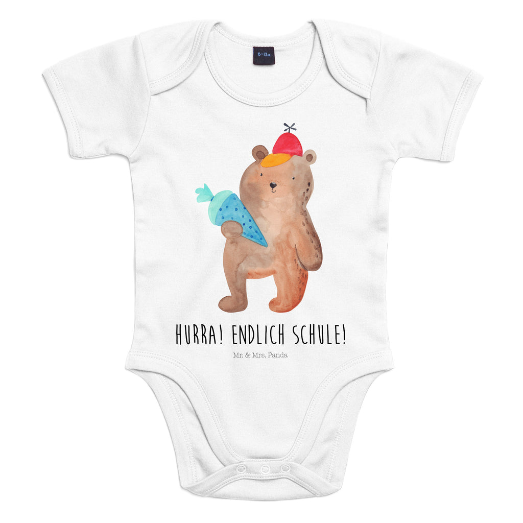 Organic Baby Body Bär mit Schultüte Babykleidung, Babystrampler, Strampler, Wickelbody, Baby Erstausstattung, Junge, Mädchen, Bär, Teddy, Teddybär, Bär Motiv, Schultüte, Erster Schultag Geschenk, Einschulung Geschenk, Schule Geschenk, Grundschule, Schulanfang, Schulbeginn