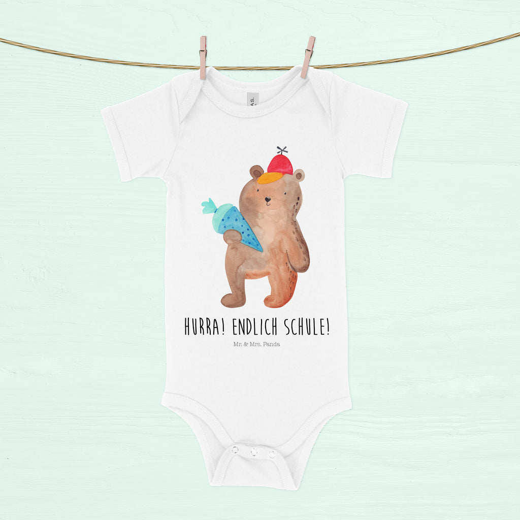 Organic Baby Body Bär mit Schultüte Babykleidung, Babystrampler, Strampler, Wickelbody, Baby Erstausstattung, Junge, Mädchen, Bär, Teddy, Teddybär, Bär Motiv, Schultüte, Erster Schultag Geschenk, Einschulung Geschenk, Schule Geschenk, Grundschule, Schulanfang, Schulbeginn