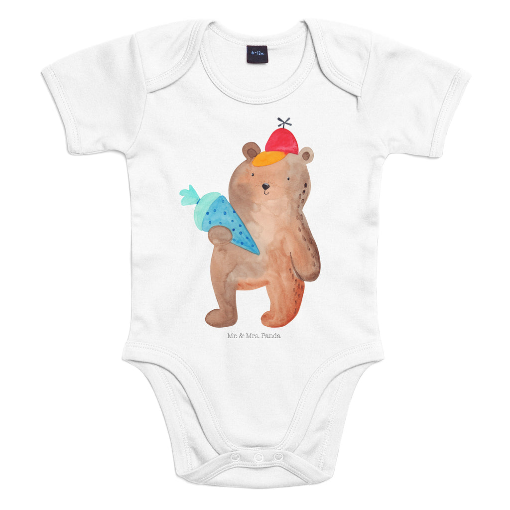 Organic Baby Body Bär mit Schultüte Babykleidung, Babystrampler, Strampler, Wickelbody, Baby Erstausstattung, Junge, Mädchen, Bär, Teddy, Teddybär, Bär Motiv, Schultüte, Erster Schultag Geschenk, Einschulung Geschenk, Schule Geschenk, Grundschule, Schulanfang, Schulbeginn