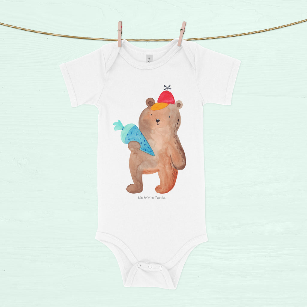 Organic Baby Body Bär mit Schultüte Babykleidung, Babystrampler, Strampler, Wickelbody, Baby Erstausstattung, Junge, Mädchen, Bär, Teddy, Teddybär, Bär Motiv, Schultüte, Erster Schultag Geschenk, Einschulung Geschenk, Schule Geschenk, Grundschule, Schulanfang, Schulbeginn