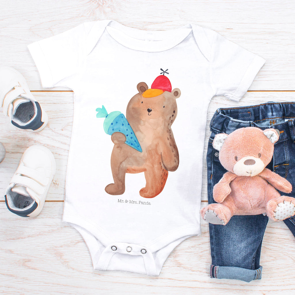 Organic Baby Body Bär mit Schultüte Babykleidung, Babystrampler, Strampler, Wickelbody, Baby Erstausstattung, Junge, Mädchen, Bär, Teddy, Teddybär, Bär Motiv, Schultüte, Erster Schultag Geschenk, Einschulung Geschenk, Schule Geschenk, Grundschule, Schulanfang, Schulbeginn